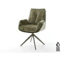 DELIFE Drehstuhl Clea-Flex Chenille Olive Kreuzgestell breit Effektfinish Titan 360° drehbar Wippfunktion