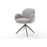 DELIFE Drehstuhl Nube-Flex mit Armlehnen Cord Silbergrau Kreuzgestell breit Effektfinish Titan 360° drehbar Wippfunktion Taschenfederkern