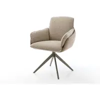 DELIFE Drehstuhl Luan-Flex mit Armlehnen Materialmix Schlamm Kreuzgestell breit Effektfinish Titan 360° drehbar Wippfunktion