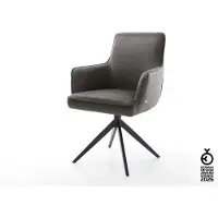 DELIFE Drehstuhl Heira-Flex mit Armlehnen Mikrofaser Anthrazit Vintage Kreuzgestell breit Schwarz 360° drehbar Wippfunktion Taschenfederkern