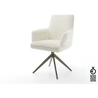 DELIFE Drehstuhl Heira-Flex mit Armlehnen Bouclé Weiß Kreuzgestell breit Effektfinish Titan 360° drehbar Wippfunktion Taschenfederkern