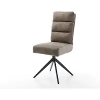 DELIFE Drehstuhl Pela-Flex Mikrofaser Taupe Vintage Kreuzgestell breit Schwarz 360° drehbar Wippfunktion Taschenfederkern