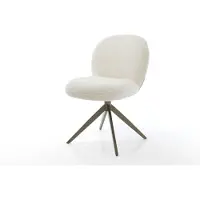 DELIFE Drehstuhl Nube-Flex Bouclé Weiß Kreuzgestell breit Effektfinish Titan 360° drehbar Wippfunktion Taschenfederkern