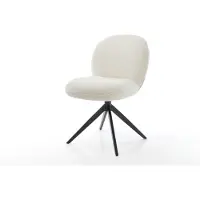 DELIFE Drehstuhl Nube-Flex Bouclé Weiß Kreuzgestell breit Schwarz 360° drehbar Wippfunktion Taschenfederkern