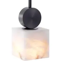 Casa Padrino Luxus Hängeleuchte Bronze / Alabaster 12 x 12 x H. 24 cm - Moderne Tischlampe mit quadratischem Alabaster Lampenschirm - Luxus Kollektion