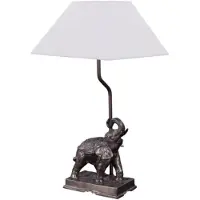 Casa Padrino Tischleuchte Elefant Bronze 35 x 29 x H. 50 cm - Luxus Tischlampe mit weißem Lampenschirm