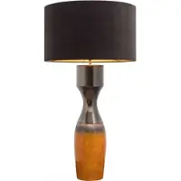 Casa Padrino Luxus Keramik Tischleuchte Silber / Orange Ø 60 x H. 113 cm - Handgefertigte Tischlampe mit schwarzem Lampenschirm