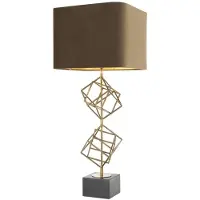 Casa Padrino Luxus Tischleuchte Vintage Messingfarben / Braun 40 x H. 98 cm - Designer Tischlampe
