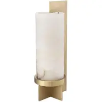 Casa Padrino Designer Tischleuchte Antik Messing / Alabaster 19 x 15 x H. 45 cm - Moderne Tischlampe mit Alabaster Lampenschirm - Luxus Kollektion