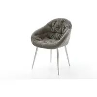 DELIFE Esszimmerstuhl Gaio-Flex Bouclé Soft Schlamm 4-Fuß konisch Edelstahl