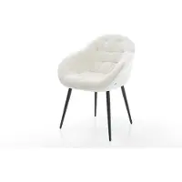 DELIFE Esszimmerstuhl Gaio-Flex Bouclé Soft Beige 4-Fuß konisch Schwarz