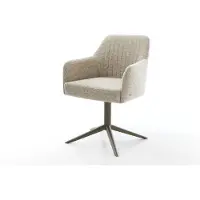 DELIFE Drehstuhl Greg-Flex Webstoff Soft Beige Fußkreuz Effektfinish Titan 360° drehbar Wippfunktion Taschenfederkern
