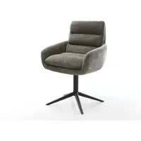 DELIFE Drehstuhl Abelia-Flex mit Armlehnen Bouclé Soft Schlamm Fußkreuz Schwarz 360° drehbar Wippfunktion
