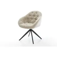 DELIFE Drehstuhl Gaio-Flex Webstoff Soft Beige Kreuzgestell breit Schwarz 360° drehbar Wippfunktion