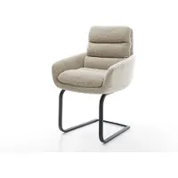 DELIFE Freischwinger Abelia-Flex mit Armlehnen Webstoff Soft Beige Freischwinger flach Schwarz