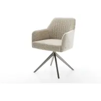 DELIFE Drehstuhl Greg-Flex Webstoff Soft Beige Kreuzgestell breit Graphit 360° drehbar Wippfunktion Taschenfederkern