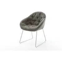 DELIFE Esszimmerstuhl Gaio-Flex Bouclé Soft Schlamm Kufengestell Edelstahl