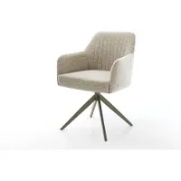 DELIFE Drehstuhl Greg-Flex Webstoff Soft Beige Kreuzgestell breit Effektfinish Titan 360° drehbar Wippfunktion Taschenfederkern