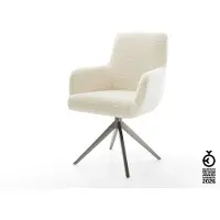 DELIFE Drehstuhl Heira-Flex mit Armlehnen Teddystoff Beige Kreuzgestell breit Graphit 360° drehbar Wippfunktion Taschenfederkern