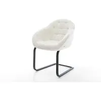 DELIFE Freischwinger Gaio-Flex Bouclé Soft Beige Freischwinger flach Schwarz