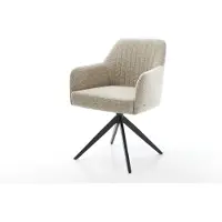 DELIFE Drehstuhl Greg-Flex Webstoff Soft Beige Kreuzgestell breit Schwarz 360° drehbar Wippfunktion Taschenfederkern