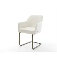 DELIFE Freischwinger Greg-Flex Bouclé Soft Beige Freischwinger flach Effektfinish Titan Taschenfederkern