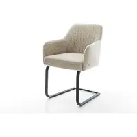 DELIFE Freischwinger Greg-Flex Webstoff Soft Beige Freischwinger flach Schwarz Taschenfederkern