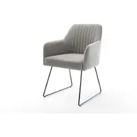 DELIFE Esszimmerstuhl Greg-Flex Strukturstoff Soft Grau Kufengestell Schwarz Taschenfederkern