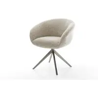 DELIFE Drehstuhl Vinka-Flex mit Armlehnen Webstoff Soft Beige Kreuzgestell breit Graphit 360° drehbar Wippfunktion Taschenfederkern