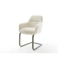 DELIFE Freischwinger Pejo-Flex Plüsch Creme-Weiß Freischwinger flach Effektfinish Titan Taschenfederkern