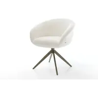 DELIFE Drehstuhl Vinka-Flex mit Armlehnen Bouclé Soft Beige Kreuzgestell breit Effektfinish Titan 360° drehbar Wippfunktion Taschenfederkern