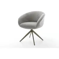DELIFE Drehstuhl Vinka-Flex mit Armlehnen Strukturstoff Soft Grau Kreuzgestell breit Effektfinish Titan 360° drehbar Wippfunktion Taschenfederkern