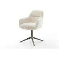 DELIFE Drehstuhl Pejo-Flex Plüsch Creme-Weiß Fußkreuz Effektfinish Titan 360° drehbar Wippfunktion Taschenfederkern