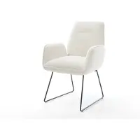DELIFE Esszimmerstuhl Zoa-Flex Bouclé Soft Beige Kufengestell Schwarz Taschenfederkern