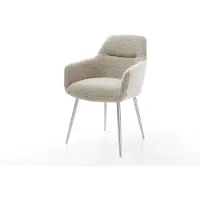 DELIFE Esszimmerstuhl Pejo-Flex Webstoff Soft Beige 4-Fuß konisch Edelstahl Taschenfederkern