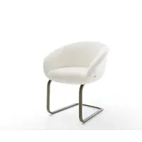 DELIFE Freischwinger Vinka-Flex mit Armlehnen Bouclé Soft Beige Freischwinger flach Effektfinish Titan Taschenfederkern