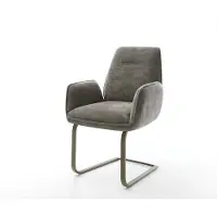 DELIFE Freischwinger Zoa-Flex Bouclé Soft Schlamm Freischwinger flach Effektfinish Titan Taschenfederkern