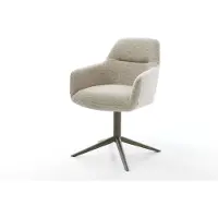 DELIFE Drehstuhl Pejo-Flex Webstoff Soft Beige Fußkreuz Effektfinish Titan 360° drehbar Wippfunktion Taschenfederkern