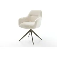 DELIFE Drehstuhl Pejo-Flex Plüsch Creme-Weiß Kreuzgestell breit Effektfinish Titan 360° drehbar Wippfunktion Taschenfederkern