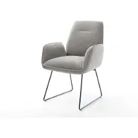 DELIFE Esszimmerstuhl Zoa-Flex Strukturstoff Soft Grau Kufengestell Schwarz Taschenfederkern