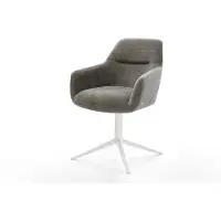 DELIFE Drehstuhl Pejo-Flex Bouclé Soft Schlamm Fußkreuz Weiß 360° drehbar Wippfunktion Taschenfederkern