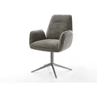 DELIFE Drehstuhl Zoa-Flex Bouclé Soft Schlamm Fußkreuz Graphit 360° drehbar Wippfunktion Taschenfederkern