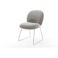 DELIFE Esszimmerstuhl Nube-Flex Strukturstoff Soft Grau Kufengestell Edelstahl Taschenfederkern