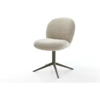 DELIFE Drehstuhl Nube-Flex Webstoff Soft Beige Fußkreuz Effektfinish Titan 360° drehbar Wippfunktion Taschenfederkern