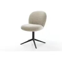 DELIFE Drehstuhl Nube-Flex Webstoff Soft Beige Fußkreuz Schwarz 360° drehbar Wippfunktion Taschenfederkern