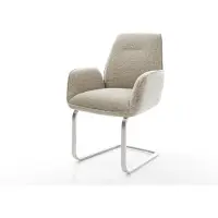 DELIFE Freischwinger Zoa-Flex Webstoff Soft Beige Freischwinger flach Edelstahl Taschenfederkern