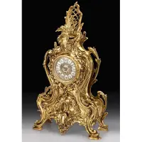 Casa Padrino Luxus Barock Tischuhr Gold 31 x H. 52 cm - Handgefertigte Bronze Uhr im Barockstil - Barock Schreibtischuhr - Barock Schreibtisch Deko - Barock Deko Accessoires - Barockstil Uhren