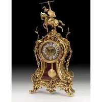 Casa Padrino Luxus Barock Tischuhr Gold 23 x H. 46 cm - Barockstil Bronze Schreibtischuhr