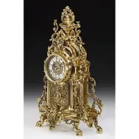 Casa Padrino Luxus Barock Tischuhr Gold 27 x H. 44 cm - Barockstil Bronze Schreibtischuhr