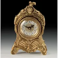 Casa Padrino Luxus Barock Tischuhr Gold 13 x H. 19 cm - Handgefertigte Bronze Uhr im Barockstil - Barock Schreibtischuhr - Barock Schreibtisch Deko - Barock Deko Accessoires - Barockstil Uhren